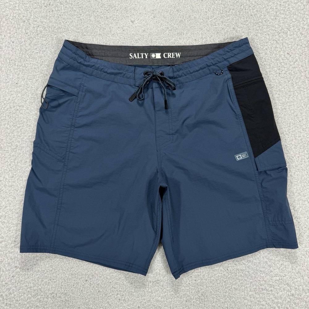 Salty Crew Boardshorts Men's 34 Blue 8" Fishing Surf Swim Performance Quick Dry